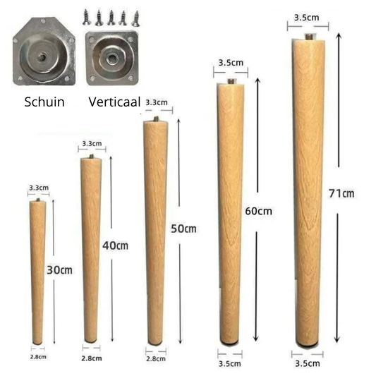 Houten Meubelpoten 4 Stuks – Warm & Natuurlijk | Restyleshop