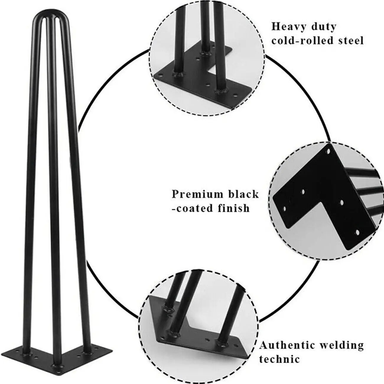 Hairpin Poten 4 Stuks – Industrieel Staal | Restyleshop